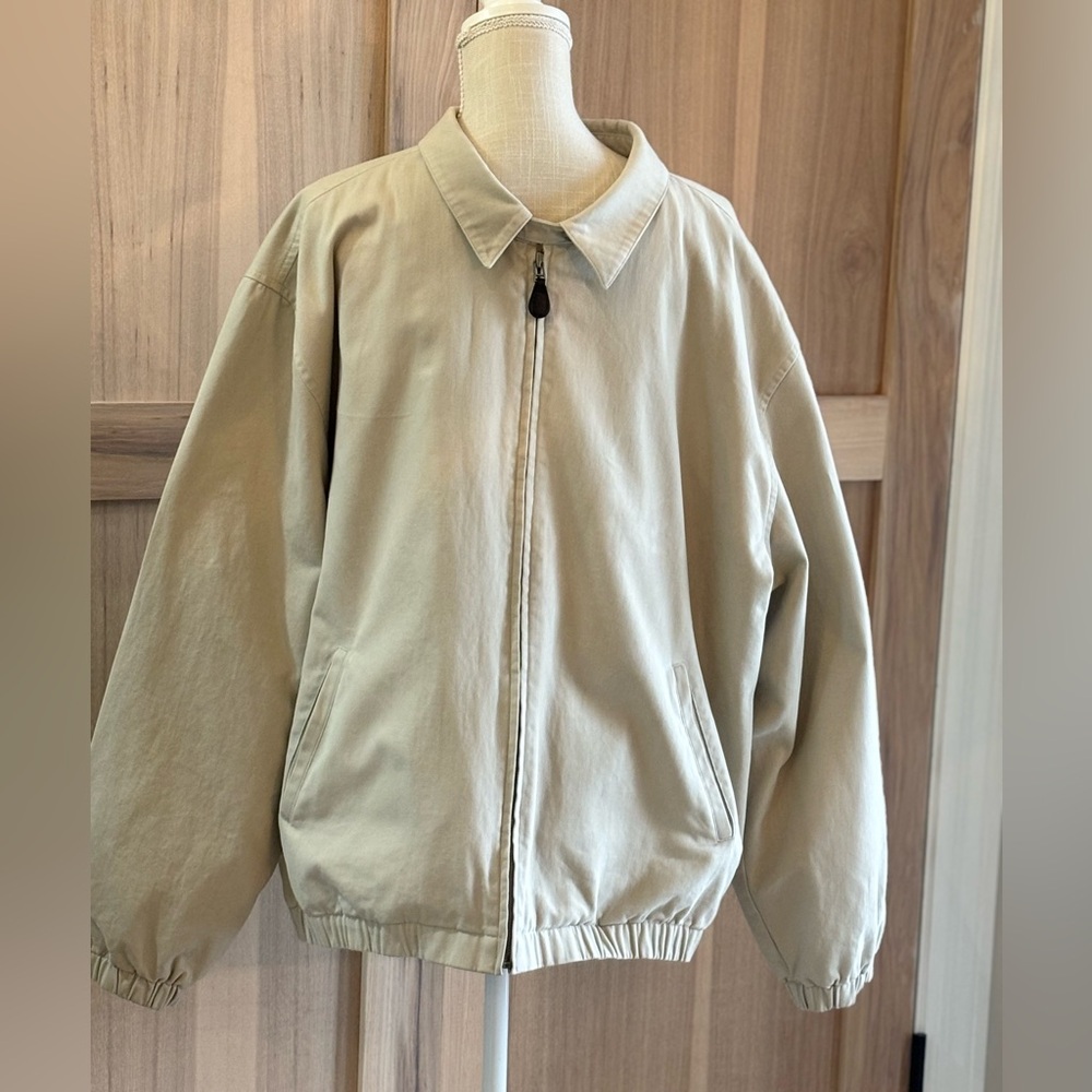 Roundtree and York XL Harrington Jacket.  Plaid Lining. Neutral | Khaki Men’s